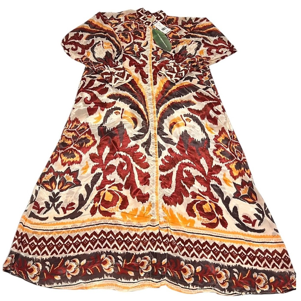 NWT Farm Rio Toucans Scarf Maxi Dress Cream Long Sleeve S no scarf